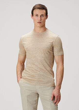 Isaia Erkek Bej Keten T-Shirt M