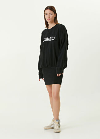 Dsquared2 Kadın Siyah Logolu Sweatshirt Elbise S