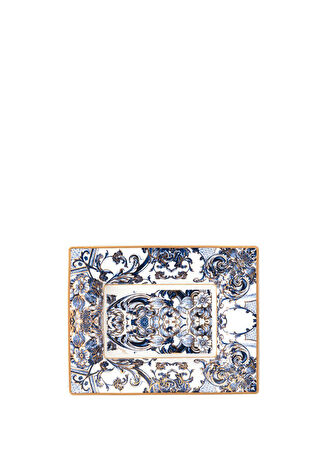 Roberto Cavalli Azulejos Mavi Beyaz Desenli Porselen Dikdörtgen Dekoratif Tabak Çok Renkli -1