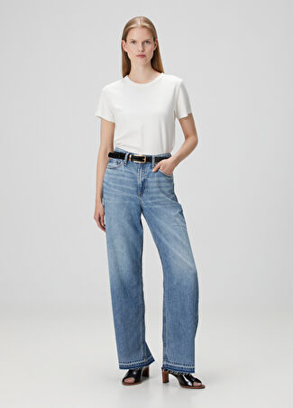 Rag&bone Kadın Featherweight Loga Mavi Wide Leg Jean Pantolon 27 Us - 1