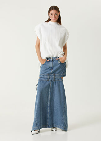 The Attico Kadın Mavi Kesim Detaylı Maksi Denim Etek 26 Us