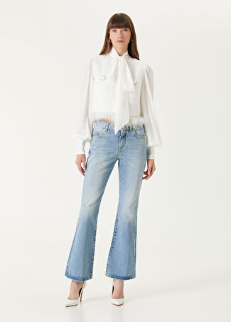 Balmain Kadın Mavi Flared Jean Pantolon 36 Fr