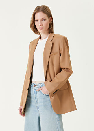 Frame Denim Kadın Everyday Camel Yün Blazer Kahverengi 8 Us