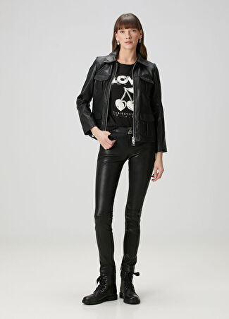 Zadig&voltaire Kadın Phlame Siyah Deri Pantolon 38 It
