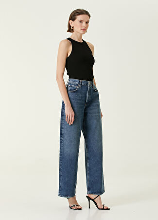 Agolde Kadın Low Slung Baggy Koyu Mavi Jean Pantolon 28 Us -1