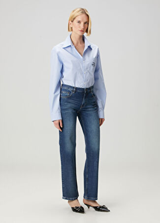 Marc Jacobs Kadın Mavi Straight Leg Jean Pantolon Lacivert 24 Us