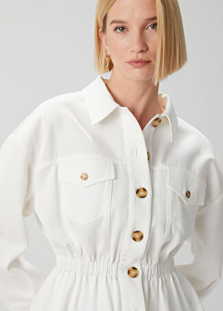Beymen Collection Collection Kadın Beyaz Beli Lastikli Ceket 34