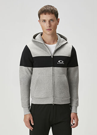 Balenciaga Erkek Gri Siyah Kapüşonlu Logolu Sweatshirt M