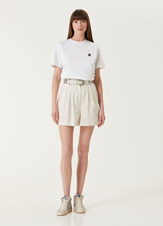 Golden Goose Kadın Çizgili Şort Bej 40 It