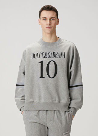 Dolce&gabbana Erkek Dna Gri Logo Detaylı Sweatshirt S