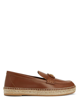Valentino Garavani Kadın Taba Logo Detaylı Deri Loafer Turuncu 40 -1
