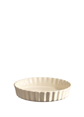 Emile Henry Ekru Seramik Yuvarlak Tart Börek Fırın Kabı 24 Cm Şeffaf -1