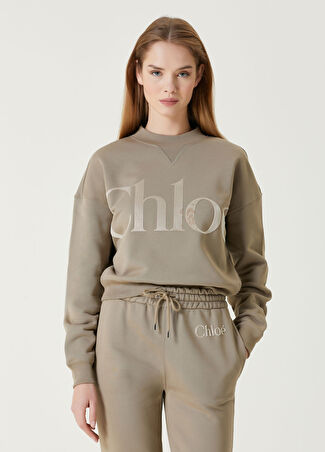 Chloe Kadın Bej Logo Detaylı Sweatshirt L