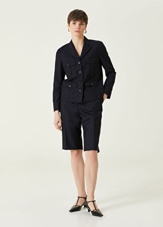 Dries Van Noten Kadın Lacivert Yün Bermuda 38 It