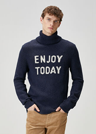 Zadig&voltaire Erkek Boby Lacivert Slogan Jakarlı Yün Kazak Xl -1