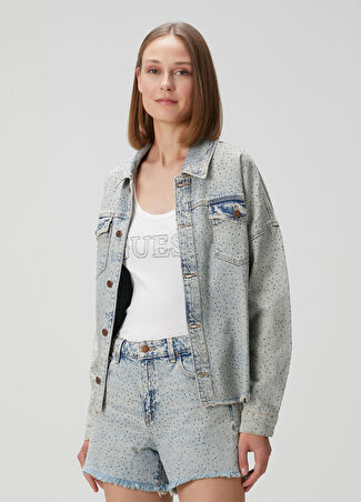 Guess Kadın Western Mavi Denim Ceket S