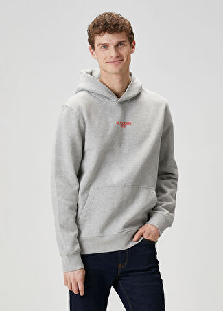 Zadig&voltaire Erkek Gri Kapüşonlu Slogan Detaylı Sweatshirt Xs