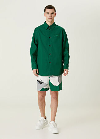 Valentino Erkek Yeşil Çiçek Desenli Bermuda 46 It