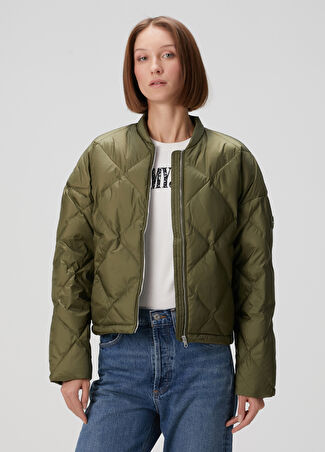Tommy Hilfiger Kadın Yeşil Kapitoneli Bomber Mont M -1