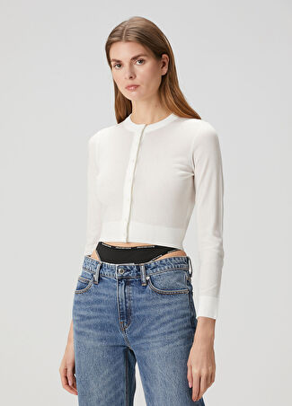 Alexander Wang Kadın Kırık Beyaz Crop Hırka Bej Xs