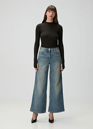 Courreges Kadın Hammer Mavi Baggy Jean Pantolon 27 Us
