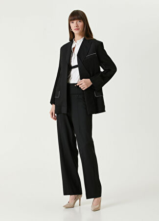 Victoria Beckham Kadın Siyah Yün Twill Pantolon 8 Us
