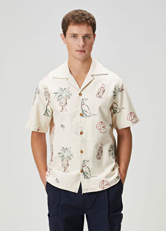Drôle De Monsieur Erkek Relaxed Fit Brodee Country Club Gömlek Bej M