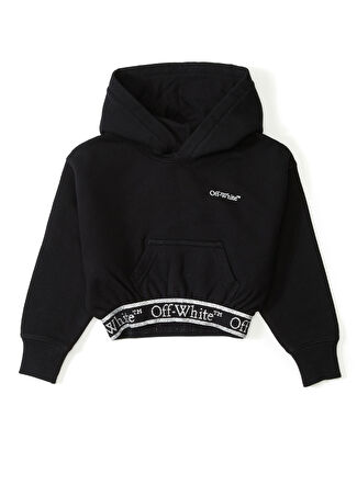 Off-white Kız Çocuk Siyah Kapüşonlu Crop Sweatshirt 4 Yaş