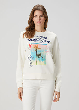 Zadig&voltaire Kadın Baskılı Sweatshirt Bej L