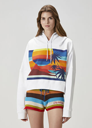 Dsquared2 Kadın Beyaz Kapüşonlu Sweatshirt M