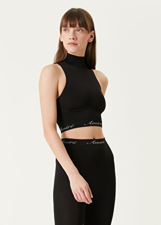Amiri Kadın Siyah Dik Yaka Crop Atlet Xs