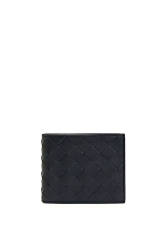 Bottega Veneta Erkek Lacivert Örgü Dokulu Deri Cüzdan -1
