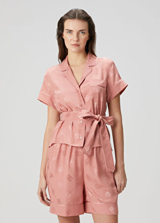 Dolce&gabbana Kadın Pembe Kısa Kollu İpek Pijama Gömlek 38 It