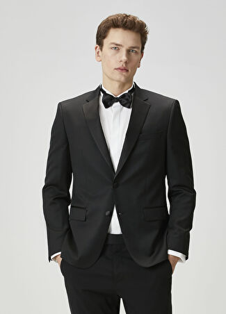 Boss Erkek Slim Fit Siyah Yün Ceket 52