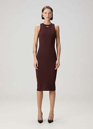 Mcqueen Kadın Bordo Midi Triko Elbise 42 It