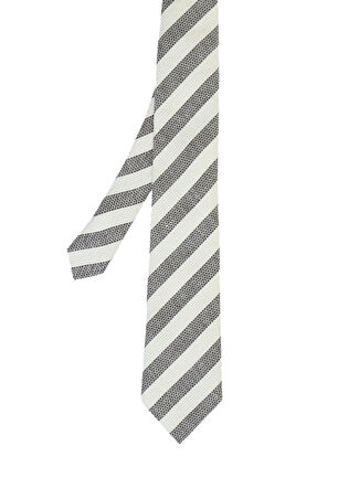 Zegna Erkek Krem Kahverengi Keten Kravat