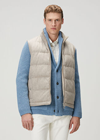 Beymen Collection Collection Erkek Bej Kapitoneli Yün Yelek M