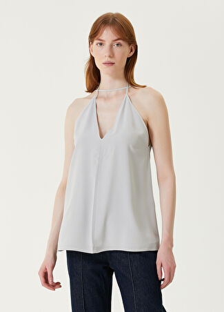 Toteme Kadın Buz Halter Yaka İpek Bluz Mavi 34 Fr