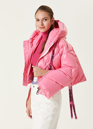 Khrisjoy Kadın Pembe Kapüşonlu Crop Puff Mont 0 Us