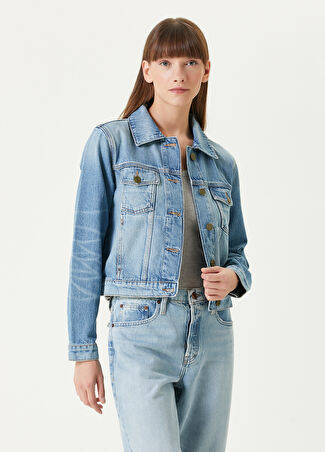 Frame Denim Kadın Shrunken Trucker Mavi Ceket M -1