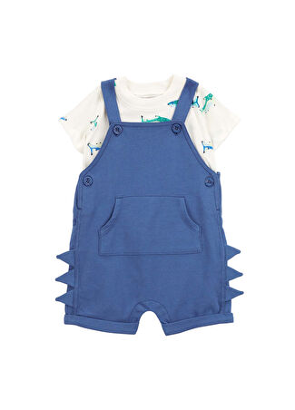 Carter's Erkek Bebek Mavi Kısa Kollu T-shirt Ve Salopet 2'li Set 9 Ay -1
