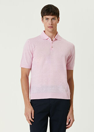 Gallia Erkek Kurt Pembe Polo Yaka Kısa Kollu Keten Triko 50 It