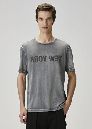 Helmut Lang Erkek Koyu Gri Şehir Baskılı T-Shirt S