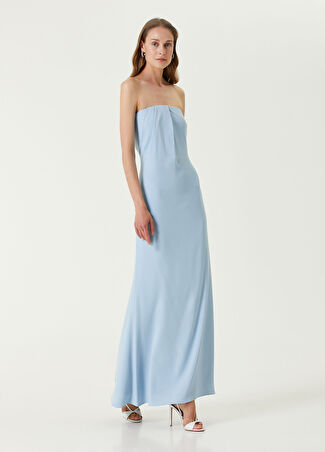 Roland Mouret Kadın Straplez Maksi Abiye Elbise Mavi 12 Uk