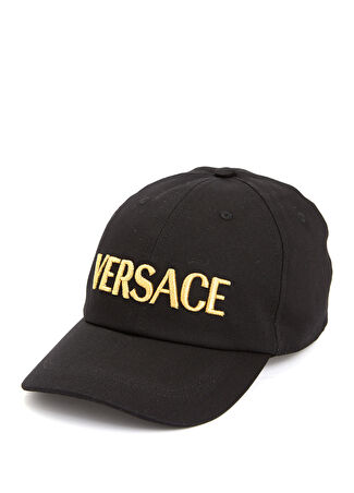 Versace Erkek Siyah Logo Nakışlı Şapka 58