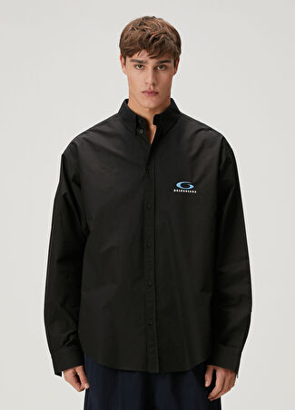 Balenciaga Erkek Siyah Logo Nakışlı Gömlek 38 It
