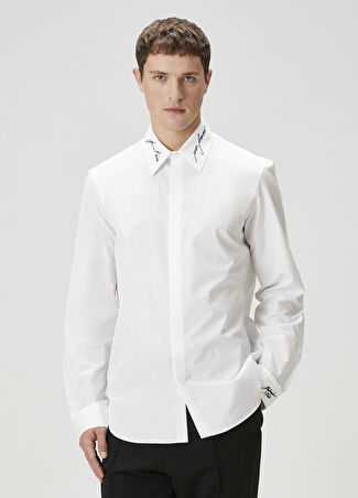 Balmain Erkek Beyaz Poplin Gömlek 41 Fr -1