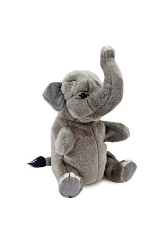 Animals Of The World Çocuk Fil Kukla Peluş Oyuncak 26 Cm Gri -1