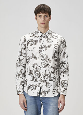 Versace Jeans Couture Erkek Siyah Beyaz Gömlek 46 It