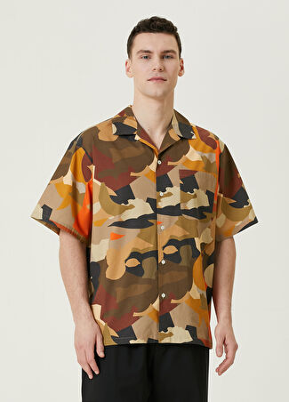 Msgm Erkek Haki Kamuflaj Desenli Kısa Kollu Gömlek 39 It